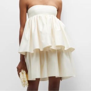 Rotate Birger Christensen Strapless Ruffled Twill Mini Dress
